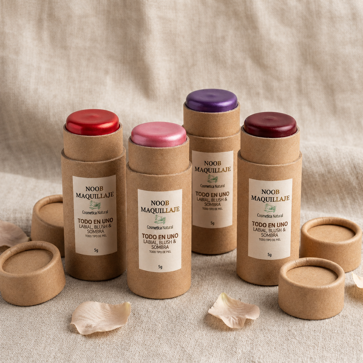 Labial 3 en 1, Natural, 5 Colores, Humectante, Hidratante